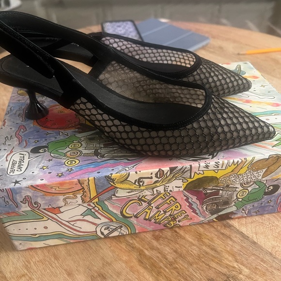 Jeffrey Campbell Emelia Hi Womens Black Pointed Toe Slingback Kitten Heel  7.5 - Picture 5 of 5